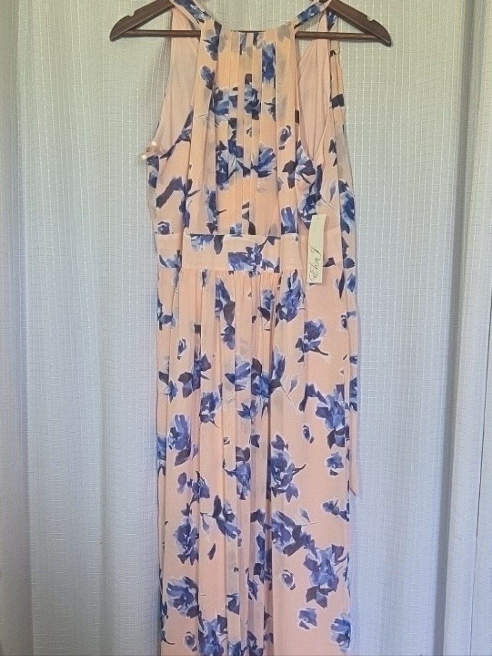 Eliza J Floral Chiffon Halter Maxi Dress Womens Size 8 Pink Blue Wedding NWT